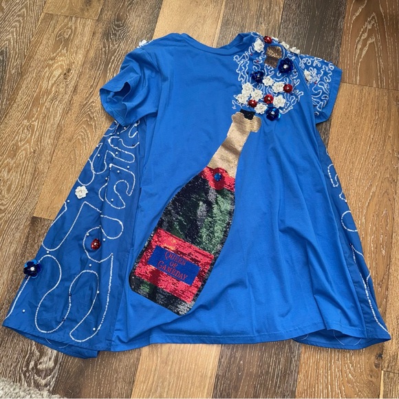 Queen of Sparkles XS Queen of Gameday Red White Blue Floral Dress Ole Miss - Picture 1 of 8